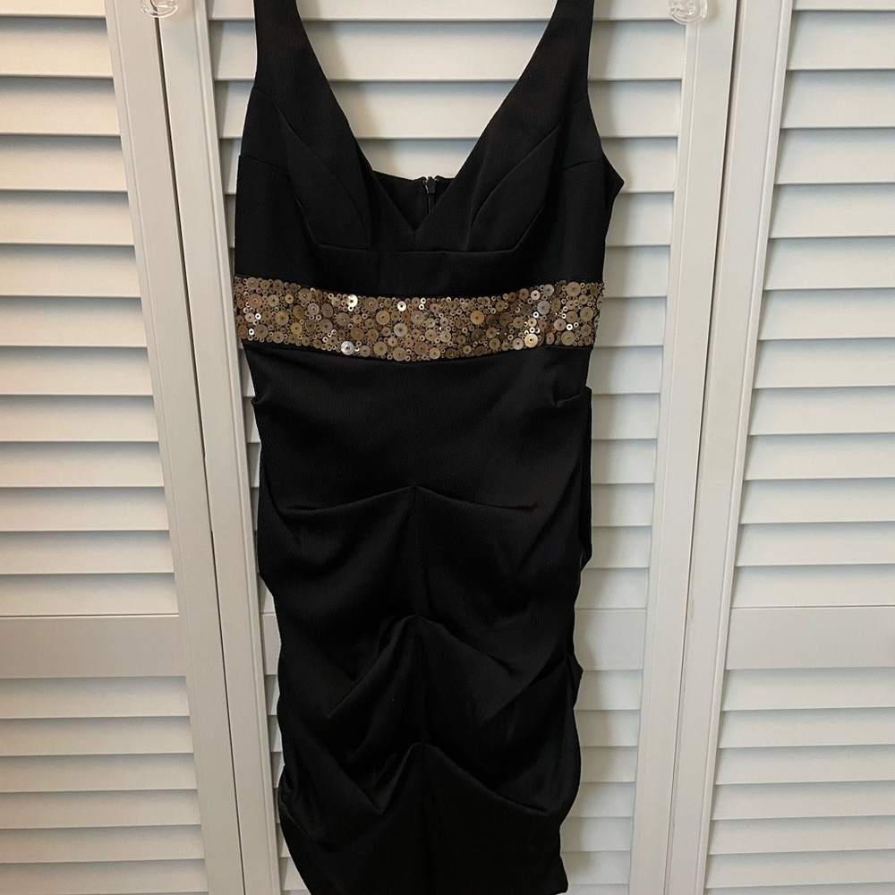 Nicole Miller Black & Gold Party Dress.